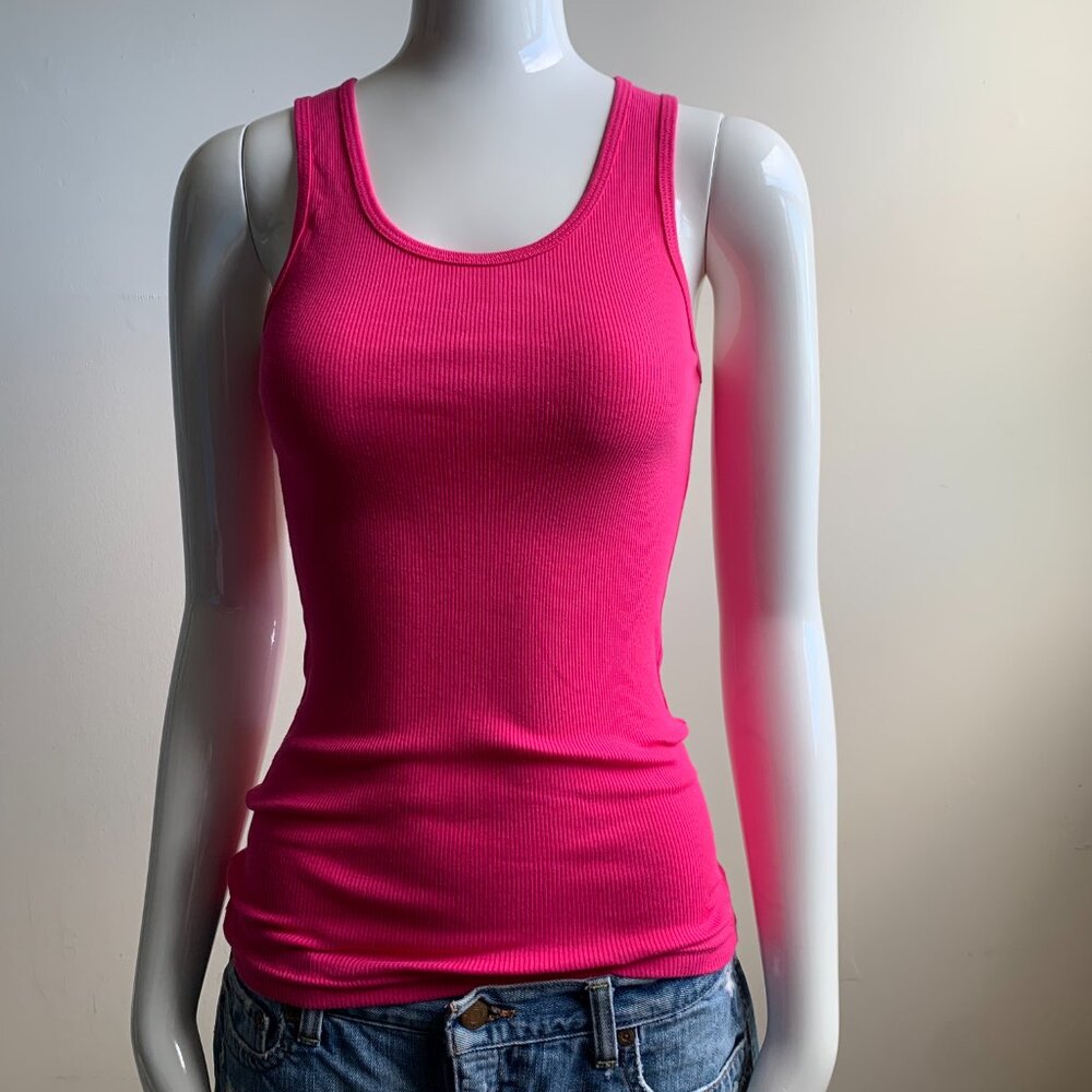 American apparel hot pink ribbed cotton tank top medium